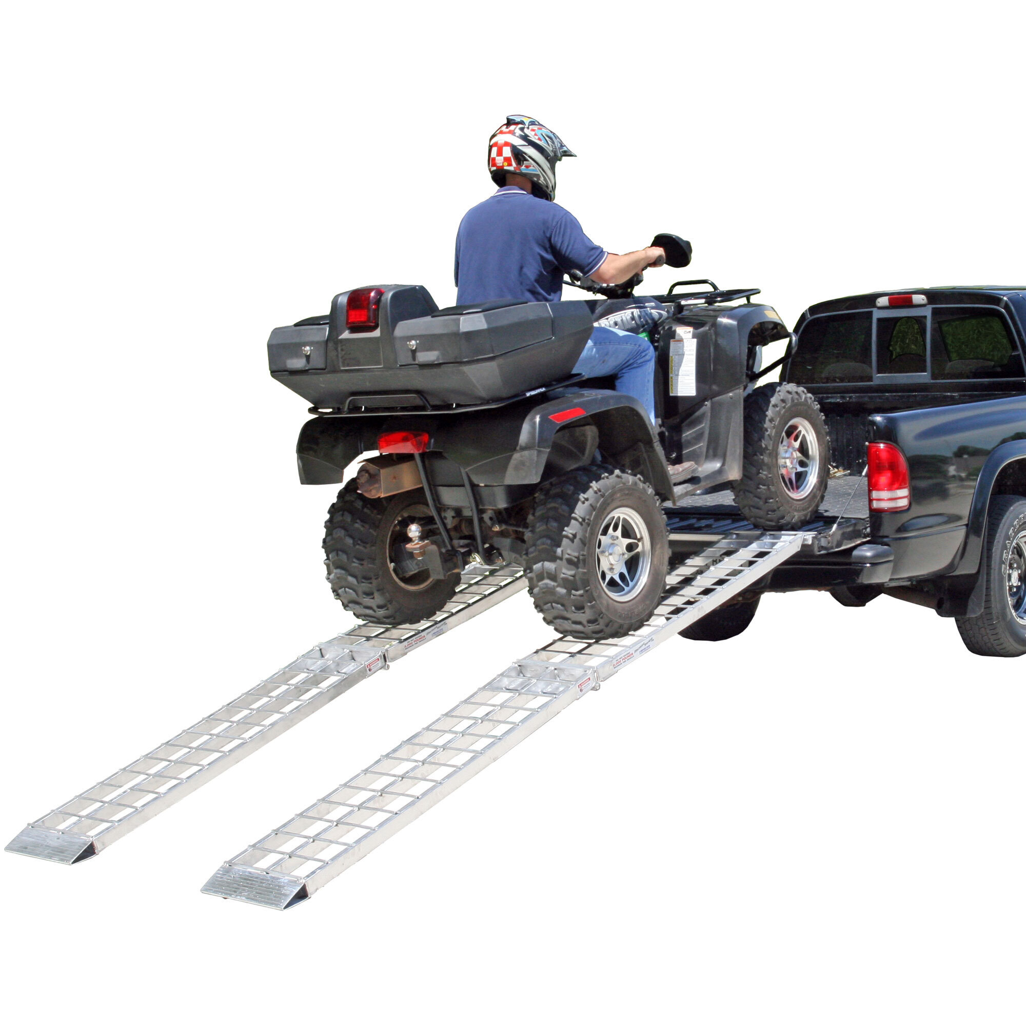 Black Widow, 12ft. x 14in. W Big Boy Alum. Dual Folding ATV Ramps, Max. Ramp Length 144 in, Surface Width 14 in, Capacity 2000 lb, Model# MF2-14414-2000-2